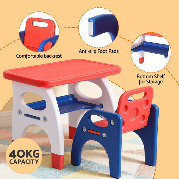 Keezi Kids Table and Chair Set HDPE Toddler Activity Play Set Orange/Yellow - RnR Galore