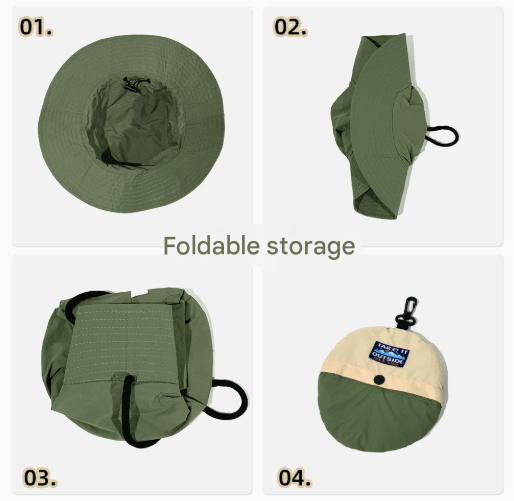 Khaki Foldable Waterproof Bucket Hat Packable Sun Cap Wide Brim with Adjustable Drawstring for Fishing Camping and Hiking - RnR Galore
