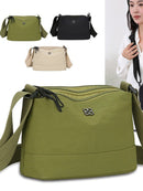 Khaki Lightweight Multi - Layer Crossbody Bag for Women – Compact, Water - Resistant Nylon Shoulder Bag with Adjustable Strap - RnR Galore