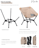 Khaki Lightweight Portable Camping Chair - Adjustable Height Folding Moon Chair with Breathable Mesh & Carry Bag for Outdoor, Beach, Fishing - RnR Galore