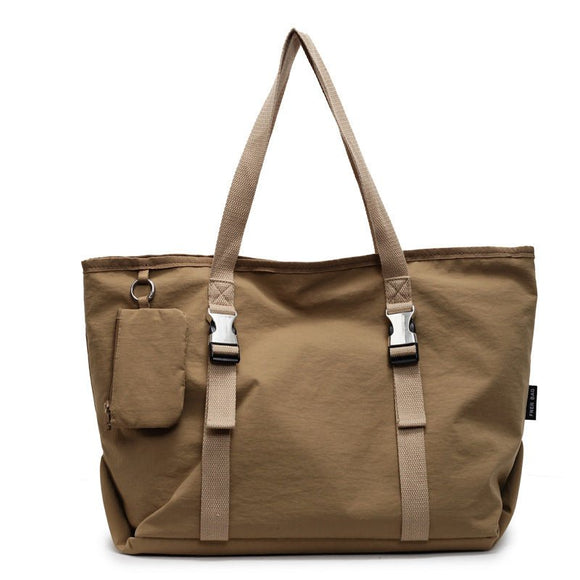 Khaki Modern Utility Tote Bag for Women - Large Capacity Shoulder Bag with Detachable Pouch for Work, School & Travel - RnR Galore