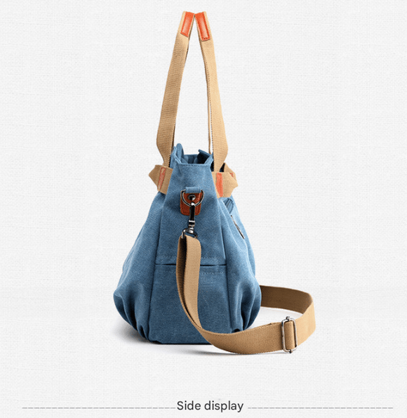 Khaki Women's Retro Canvas Tote Bag Large Capacity Shoulder Handbag Adjustable Crossbody Strap 35cm for Travel Work & Daily Use - RnR Galore