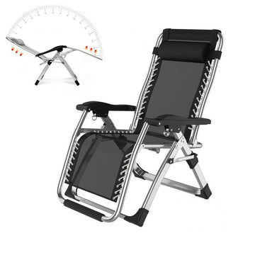 Kingsize Outdoor Folding Reclining Garden Beach Chair Sun Lounger Deck Recliner Silver Color - RnR Galore