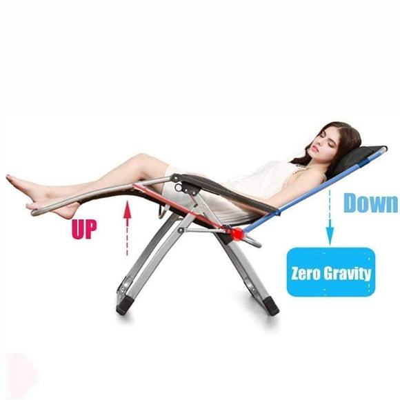 Kingsize Outdoor Folding Reclining Garden Beach Chair Sun Lounger Deck Recliner Silver Color - RnR Galore
