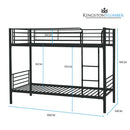 Kingston Slumber 2in1 Single Metal Bunk Bed Frame, with Modular Design, Dark Matte Grey - RnR Galore