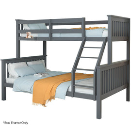 Kingston Slumber Bunk Bed Triple Wooden Single Over Double Beds for Kids, Solid Pine Wood, Convertible Design, Grey - RnR Galore