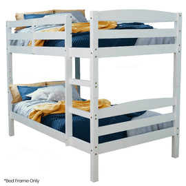 KINGSTON SLUMBER Single Bunk Bed Frame, Solid Pine 2 - in - 1 Modular Design, White - RnR Galore