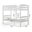 KINGSTON SLUMBER Single Bunk Bed Frame, Solid Pine 2 - in - 1 Modular Design, White - RnR Galore