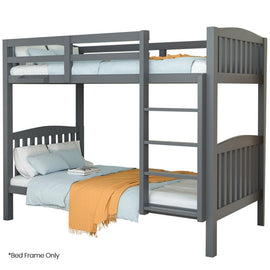 Kingston Slumber Single Bunk Bed Frame Solid Pine Wood Timber, Modular Design, Grey - RnR Galore