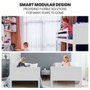 Kingston Slumber Single Bunk Bed Frame Solid Pine Wood Timber, Modular Design, White - RnR Galore