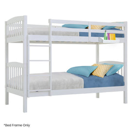 Kingston Slumber Wooden Kids Bunk Bed Frame, with Modular Design that can convert to 2 Single, White - RnR Galore