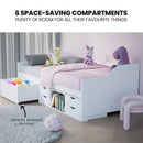 Kingston Slumber Wooden Single Sofa Bed Frame with Storage Drawers - White - RnR Galore