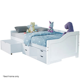 Kingston Slumber Wooden Single Sofa Bed Frame with Storage Drawers - White - RnR Galore