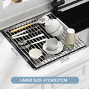 Kitchen Roll - Up Dish Drying Rack Foldable Drainer Over Sink 304 - Stainless Steel(Large:47*37cm) - RnR Galore