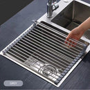 Kitchen Roll - Up Dish Drying Rack Foldable Drainer Over Sink 304 - Stainless Steel(Medium:47*30cm) - RnR Galore
