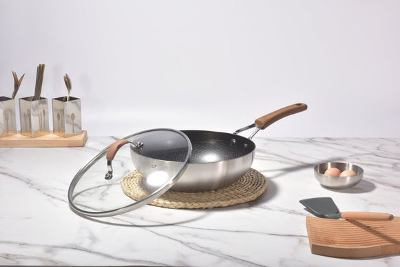 Kylin 3 Layer Stainless Steel Non Stick Noka Wok 30cm - RnR Galore