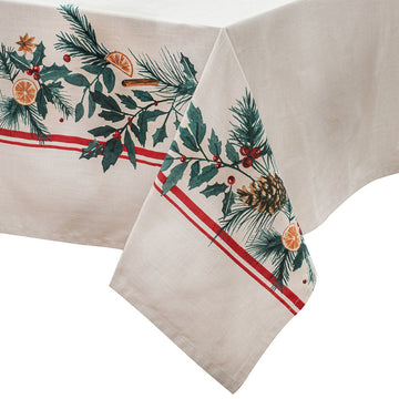 Ladelle 100% Cotton Evergreen Festive Christmas Holiday Tablecloth 150 x 230 cm - RnR Galore