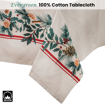 Ladelle 100% Cotton Evergreen Festive Christmas Holiday Tablecloth 150 x 230 cm - RnR Galore