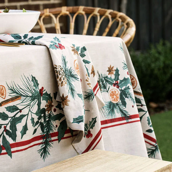 Ladelle 100% Cotton Evergreen Festive Christmas Holiday Tablecloth 150 x 300 cm - RnR Galore