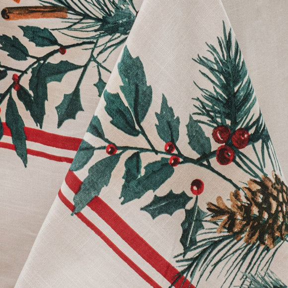 Ladelle 100% Cotton Evergreen Festive Christmas Holiday Tablecloth 150 x 300 cm - RnR Galore