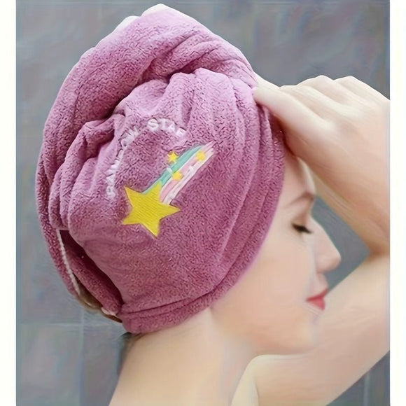 Ladies' Soft Quick - Dry Shower Cap Towel - Delicate Embroidery, Essential for a Refreshing Bath（light blue） - RnR Galore