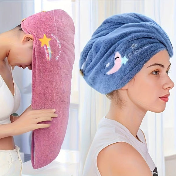 Ladies' Soft Quick - Dry Shower Cap Towel - Delicate Embroidery, Essential for a Refreshing Bath（violet） - RnR Galore