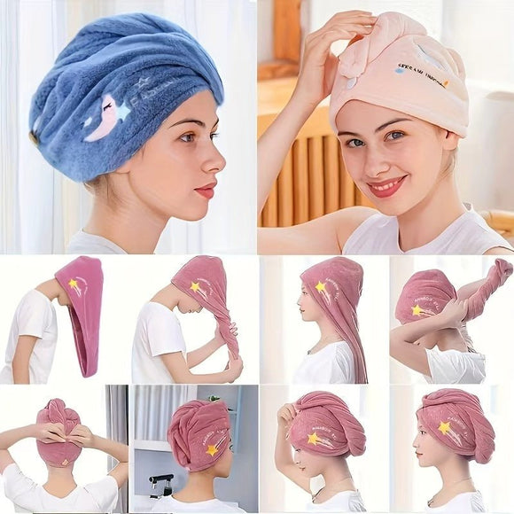 Ladies' Soft Quick - Dry Shower Cap Towel - Delicate Embroidery, Essential for a Refreshing Bath（yellow） - RnR Galore