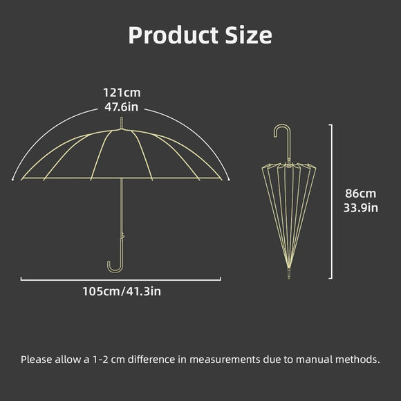 Large 16 Bone Automatic Umbrella Unisex Long Handle Dual Use Rain Sun Umbrella - Green - RnR Galore