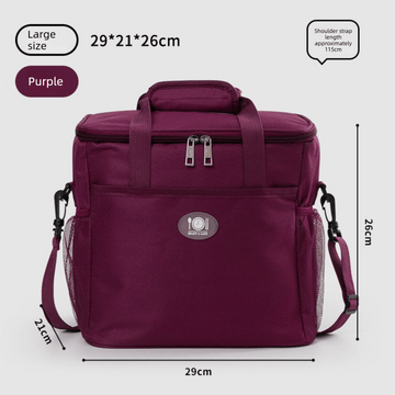Large Insulated Cooler Bag Thermal Lunch Tote 16L Capacity with Adjustable Shoulder Strap for Picnics Camping & Work Purple - RnR Galore