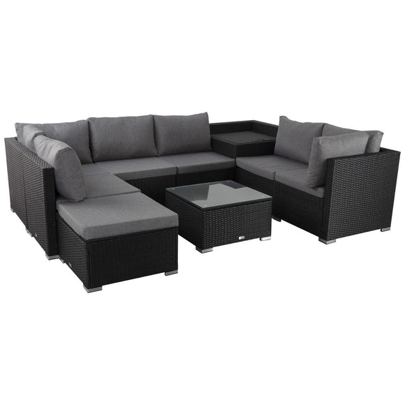 Large Modular Outdoor Ottoman Lounge Set in Black - RnR Galore