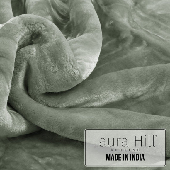 Laura Hill 800 - GSM Mink Blanket Queen Size Double - Sided Soft Plush Bed Faux Throw Rug 220 X 240cm Heavy Sage - RnR Galore