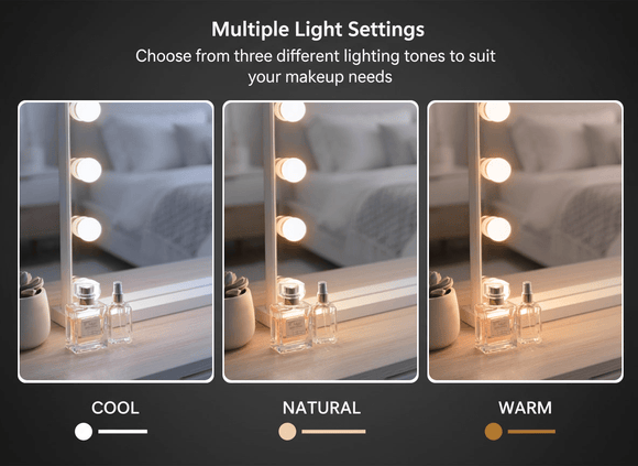 LED Beauty Mirror with 15 Bulbs, Colour Settings, USB A and USB C, White, 58 × 48cm - RnR Galore