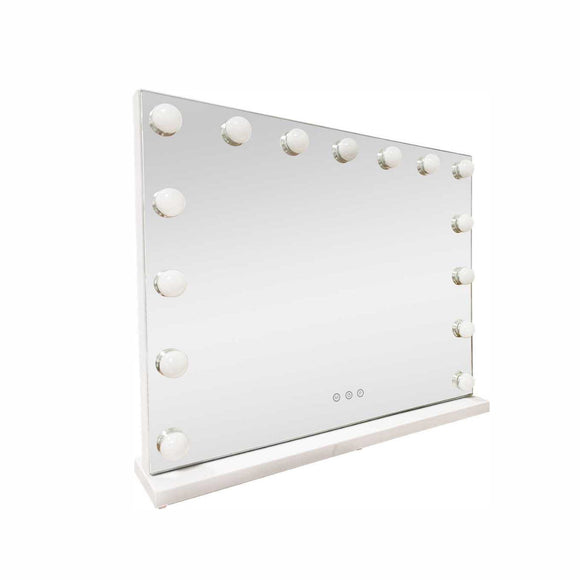 LED Beauty Mirror with 15 Bulbs, Colour Settings, USB A and USB C, White, 58 × 48cm - RnR Galore