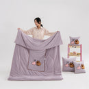 Light Pink Kapybara - 2 - in - 1 Foldable Car Pillow Blanket - Cozy 40x40cm Pillow, Unfolds to 100x150cm Blanket for Travel and Office Naps - RnR Galore