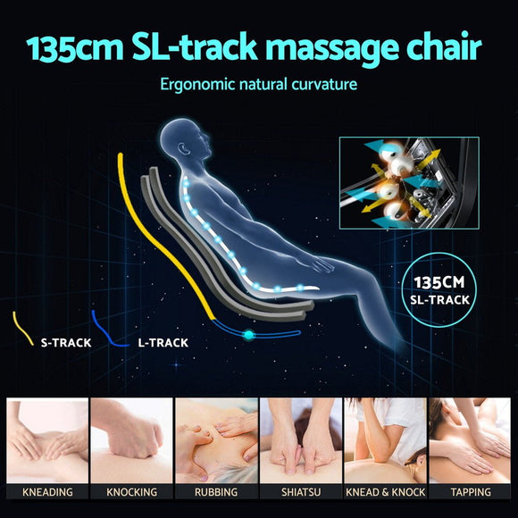 Livemor 4D Massage Chair Electric Recliner Double Core Mechanism Massager ROWA White - RnR Galore