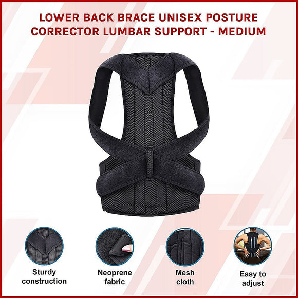 Lower Back Brace Unisex Posture Corrector Lumbar Support - Medium - RnR Galore