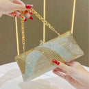 Luxury Golden Rhinestone Evening Clutch Bag Women Crystal Sparkle Formal Purse with Chain Strap for Wedding Party Prom - RnR Galore