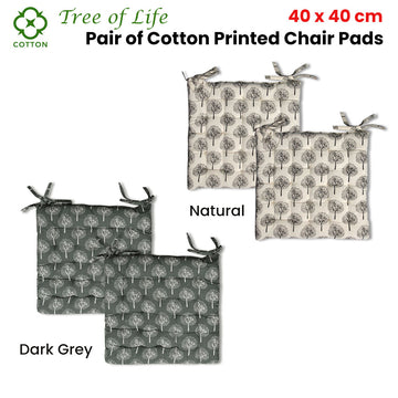 Lylac Homewares Tree of Life Set of 2 Cotton Chair Pads Natural - RnR Galore