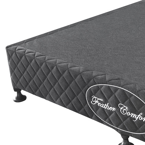 Mattress Base Ensemble Queen Size Solid Wooden Slat in Charcoal with Removable Cover - RnR Galore
