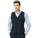 Mens Peaked Vest Waistcoat w/ Knitted Back Suit Formal Wedding Dress Up - Navy - 122 - RnR Galore
