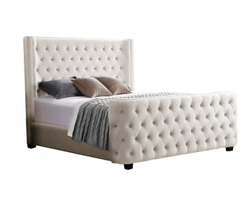 Milan Cream Velvet Tufted Headboard and End board Bed Frame - Queen - RnR Galore