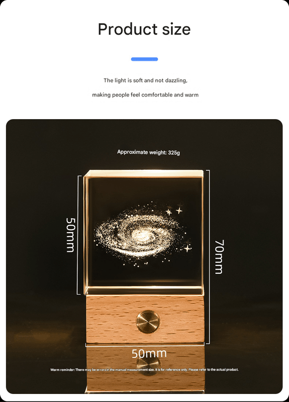 Milky Way Luminous 3D Crystal Cube Night Light - Laser Engraved Artwork with Solid Wood Base - RnR Galore