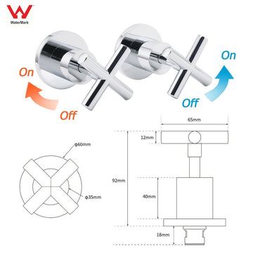 Mirror Chrome 1/4 Turn Twin Taps Hot Cold Water Control Mixer For Bath Spout Set - RnR Galore