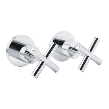 Mirror Chrome 1/4 Turn Twin Taps Hot Cold Water Control Mixer For Bath Spout Set - RnR Galore