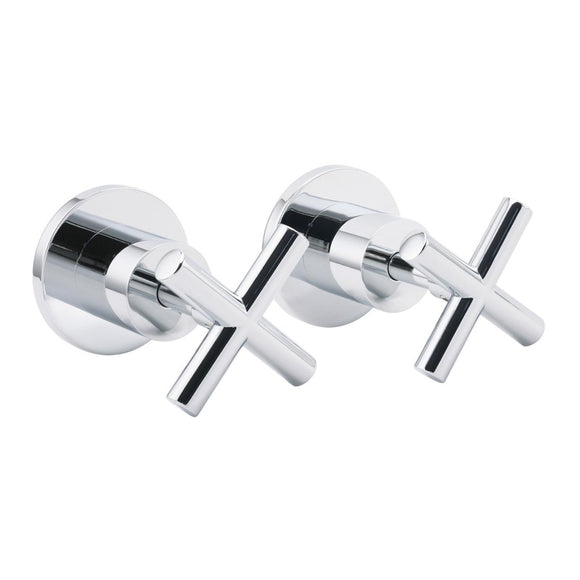 Mirror Chrome 1/4 Turn Twin Taps Hot Cold Water Control Mixer For Bath Spout Set - RnR Galore