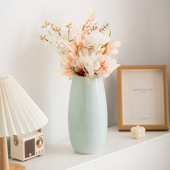 Modern Ceramic Vase Set (3 - Piece): Minimalist Home Decor for Living Room Flower Arrangements (Blue) | Other Styles Available in Store - RnR Galore