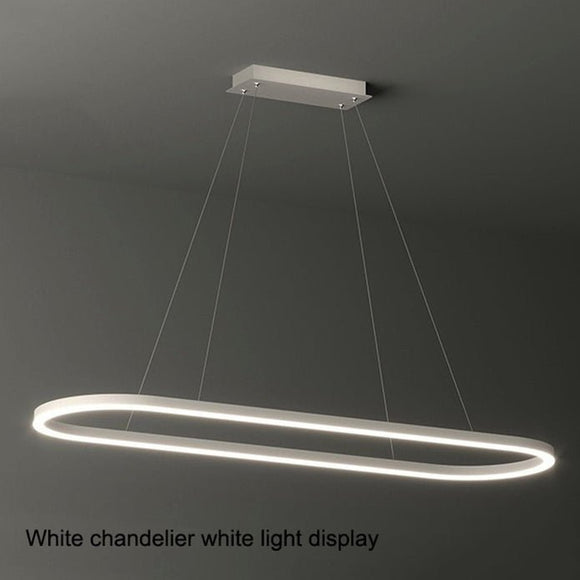 Modern Minimalist Oval Pendant Light Adjustable LED Chandelier Black - RnR Galore