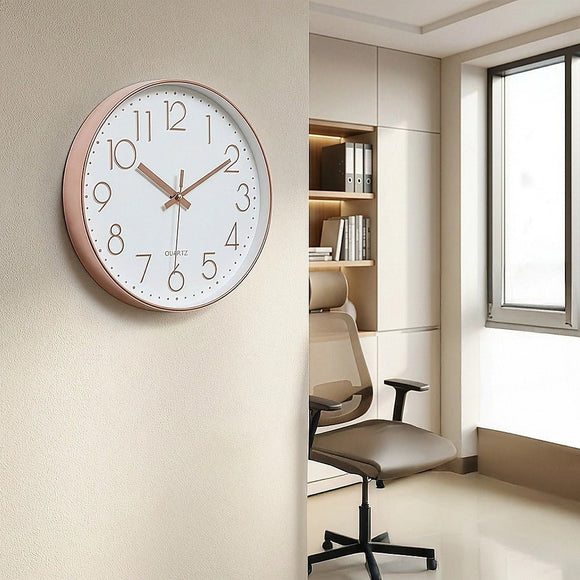 Modern Rose Gold Wall Clock – Silent Non - Ticking Quartz Battery Operated Design - RnR Galore