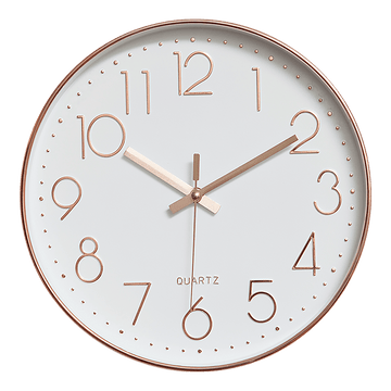 Modern Rose Gold Wall Clock – Silent Non - Ticking Quartz Battery Operated Design - RnR Galore