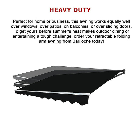 Motorised Outdoor Folding Arm Awning Retractable Sunshade Canopy Black 5.0m x 3.0m - RnR Galore